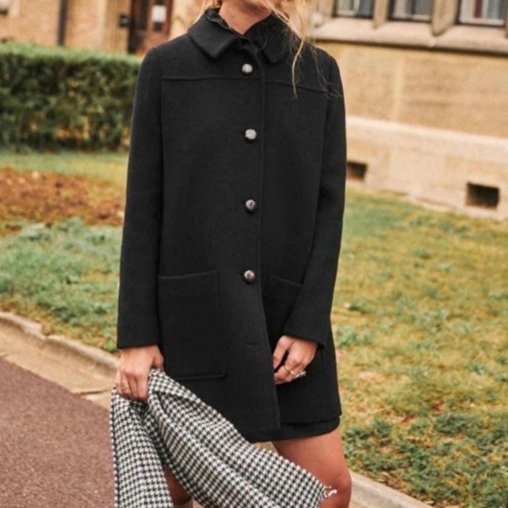 Sezane Bobby Wool Blend Coat Black 36